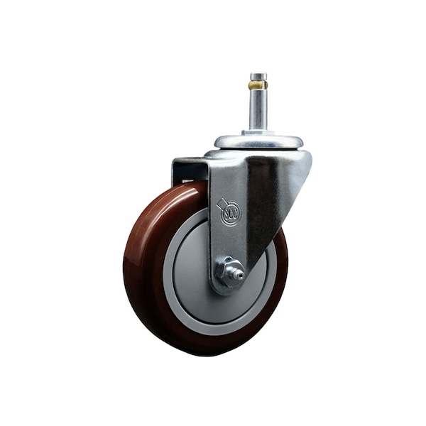 4'' Maroon Polyurethane Wheel Swivel 7/16'' Grip Ring Stem Caster